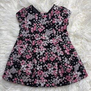 NWT Floral Black and Pink Fit and Flare Dress size 6-12 months